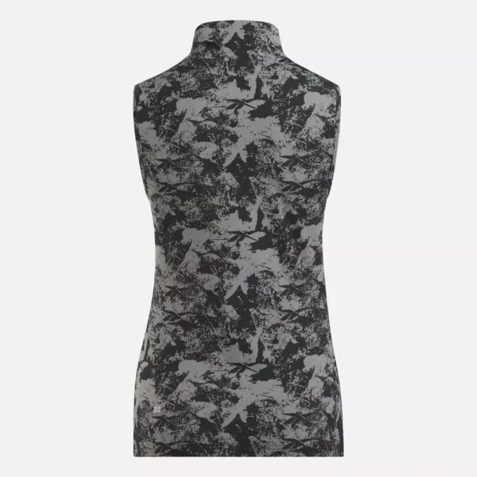 Ærmeløs golfbluse til kvinder med høj hals – abstrakt Vector-print