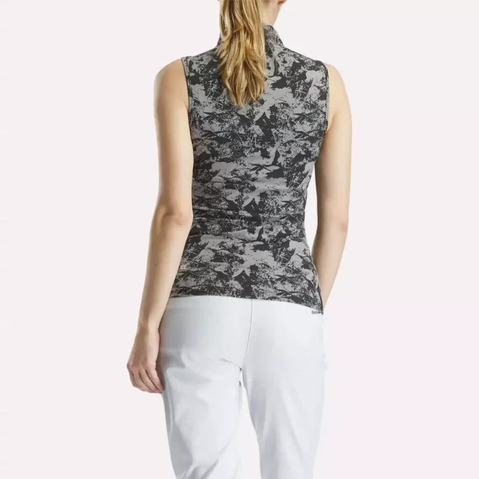 Ærmeløs golfbluse til kvinder med høj hals – abstrakt Vector-print