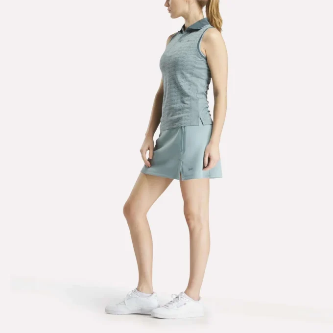 Ærmeløs golfpolo til kvinder i tonet Vector Jacquard