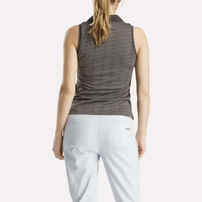 Ærmeløs golfpolo til kvinder i tonet Vector Jacquard