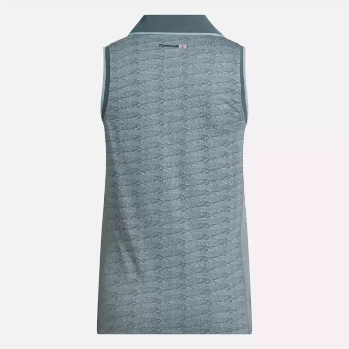 Ærmeløs golfpolo til kvinder i tonet Vector Jacquard