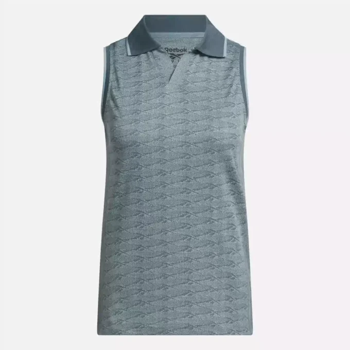 Ærmeløs golfpolo til kvinder i tonet Vector Jacquard