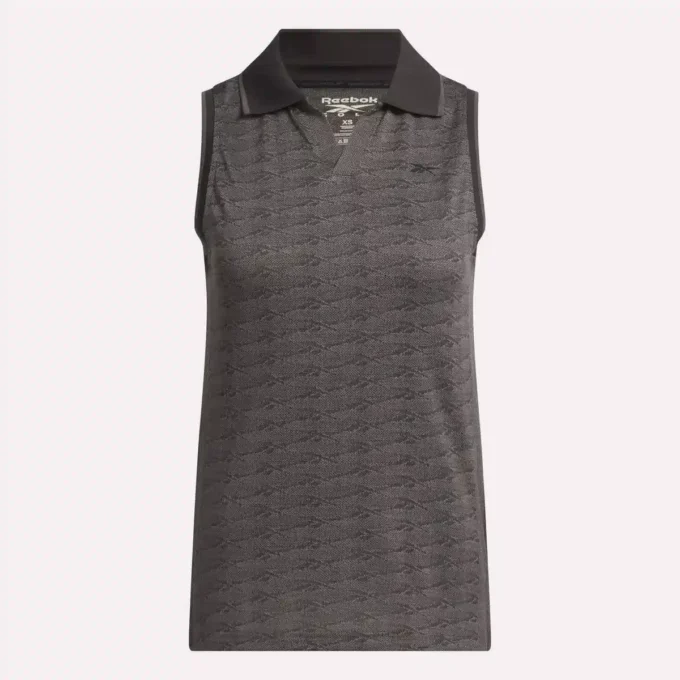 Ærmeløs golfpolo til kvinder i tonet Vector Jacquard