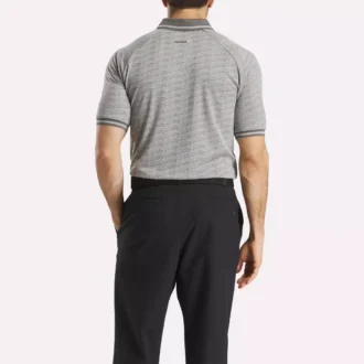 Herre-poloskjorte med korte ærmer i tonet Vector Jacquard med ribkant