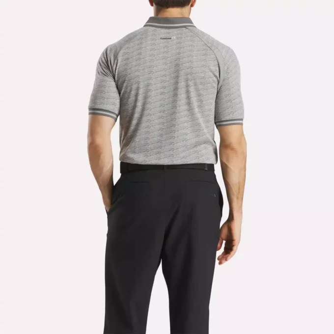 Herre-poloskjorte med korte ærmer i tonet Vector Jacquard med ribkant Herre-poloskjorte med korte ærmer i tonet Vector Jacquard med ribkant
