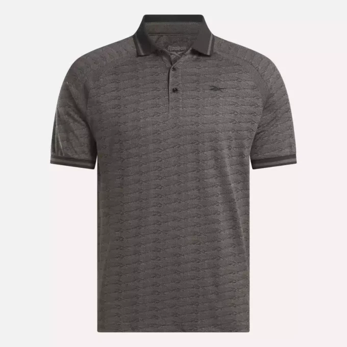 Herre-poloskjorte med korte ærmer i tonet Vector Jacquard med ribkant Herre-poloskjorte med korte ærmer i tonet Vector Jacquard med ribkant