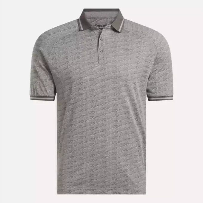 Herre-poloskjorte med korte ærmer i tonet Vector Jacquard med ribkant Herre-poloskjorte med korte ærmer i tonet Vector Jacquard med ribkant