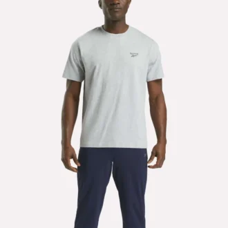 Herre-T-shirt med lille logo, rund hals og korte ærmer
