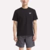 Herre-T-shirt med lille logo, rund hals og korte ærmer
