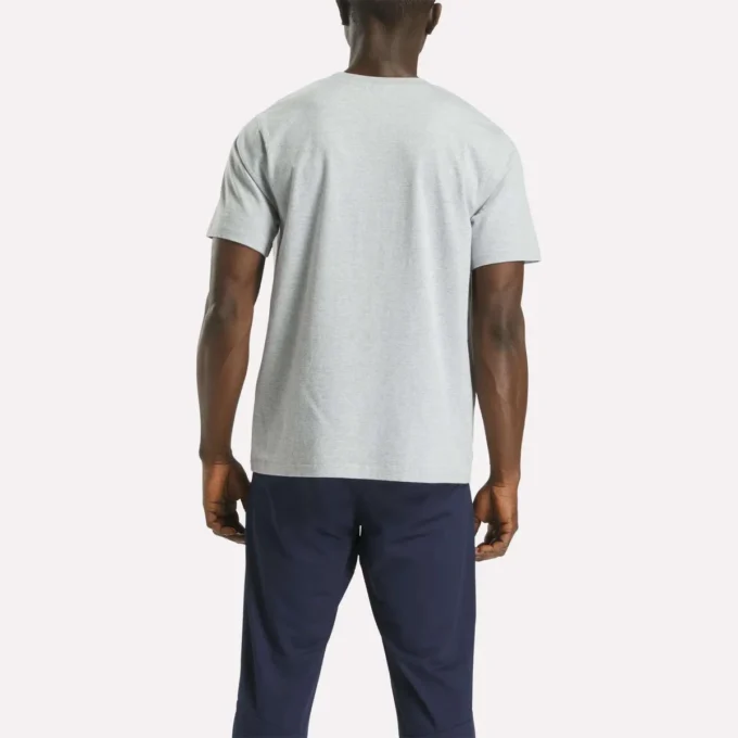 Herre-T-shirt med lille logo, rund hals og korte ærmer