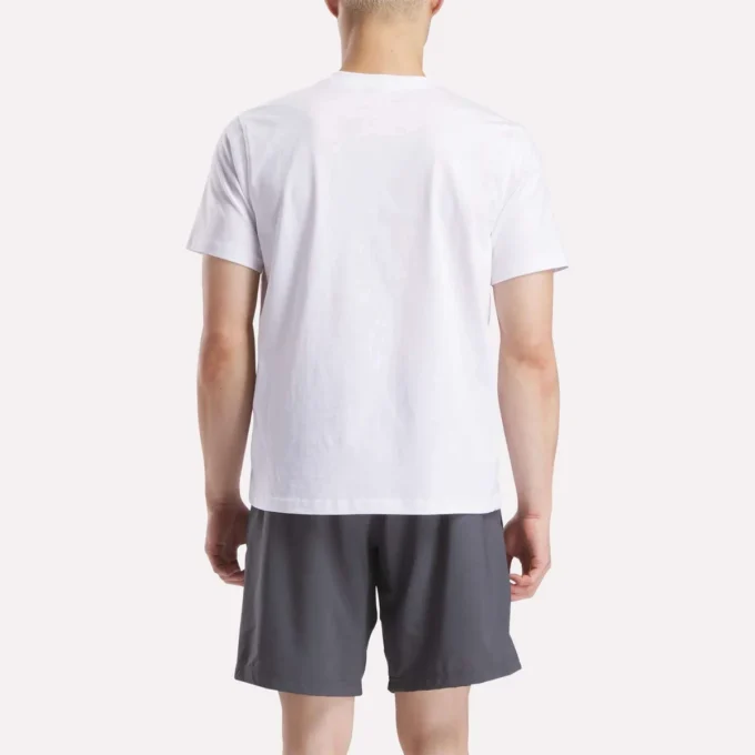 Herre-T-shirt med lille logo, rund hals og korte ærmer