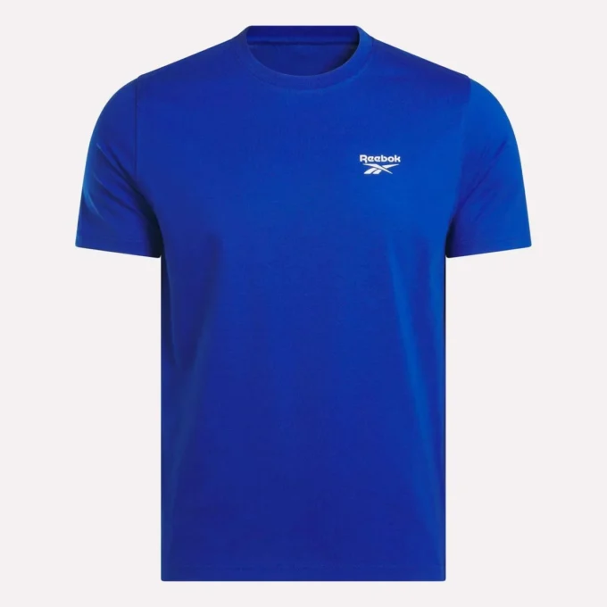 Herre-T-shirt med lille logo, rund hals og korte ærmer