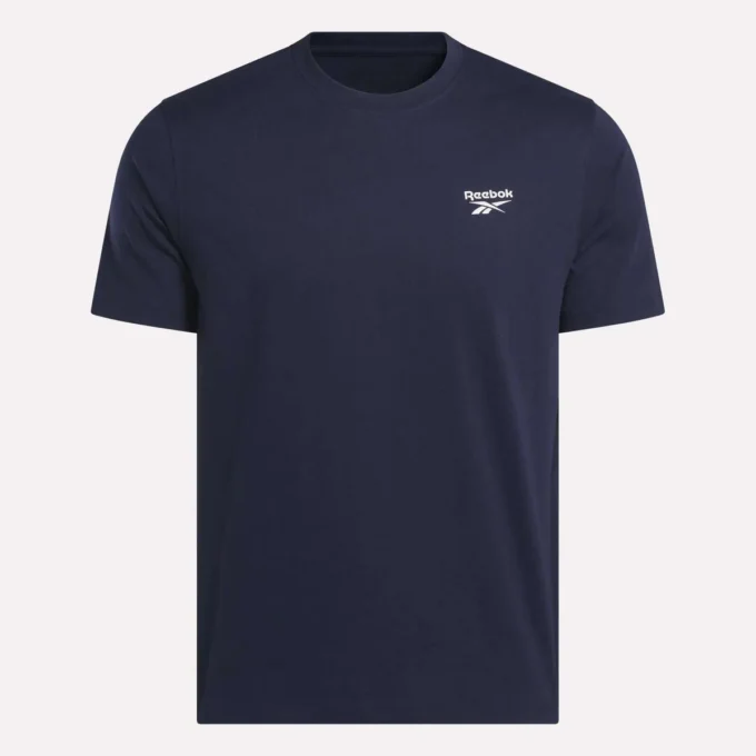 Herre-T-shirt med lille logo, rund hals og korte ærmer