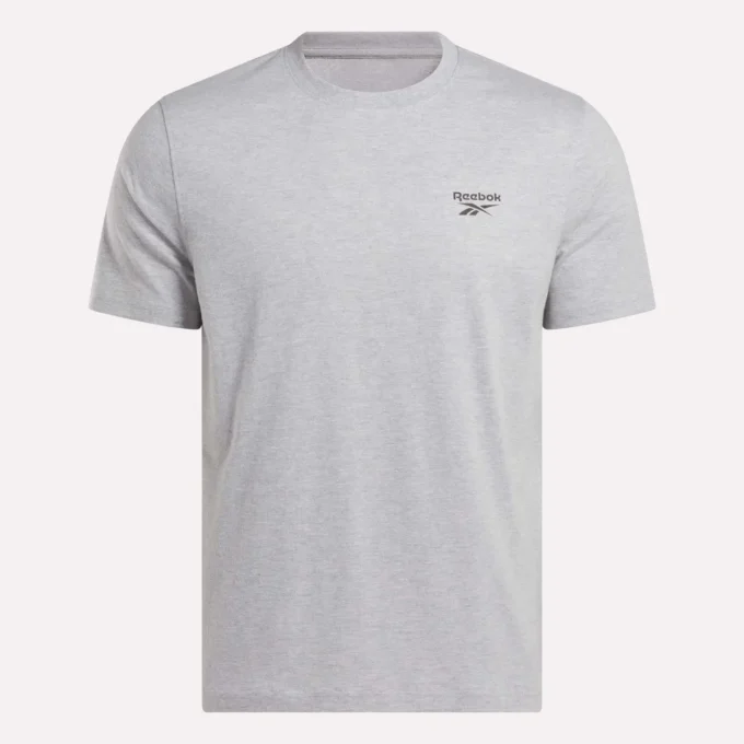 Herre-T-shirt med lille logo, rund hals og korte ærmer