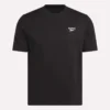 Herre-T-shirt med lille logo, rund hals og korte ærmer