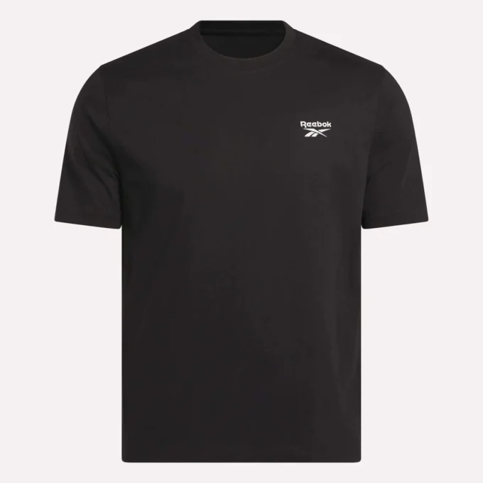 Herre-T-shirt med lille logo, rund hals og korte ærmer