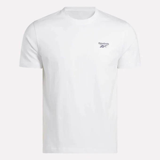 Herre-T-shirt med lille logo, rund hals og korte ærmer