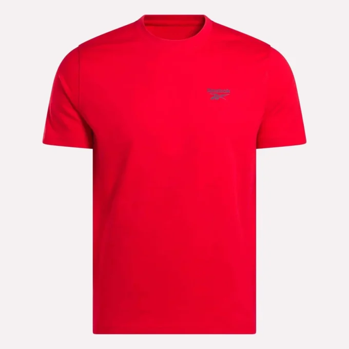Herre-T-shirt med lille logo, rund hals og korte ærmer