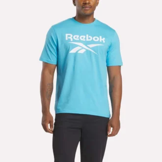 Herre-T-shirt med stort logo og rund hals