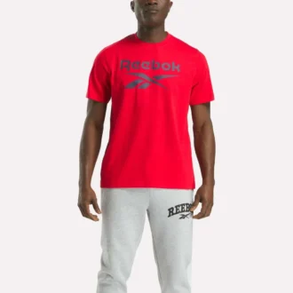 Herre-T-shirt med stort logo og rund hals