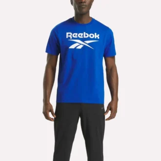 Herre-T-shirt med stort logo og rund hals