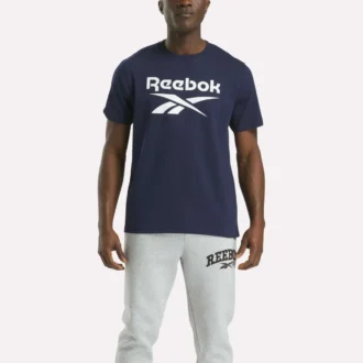 Herre-T-shirt med stort logo og rund hals