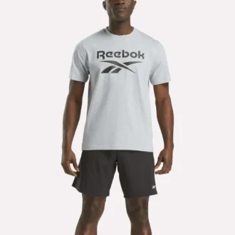 Herre-T-shirt med stort logo og rund hals