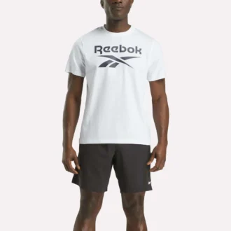 Herre-T-shirt med stort logo og rund hals