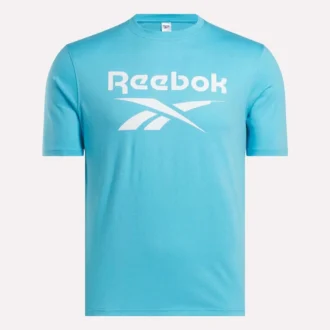Herre-T-shirt med stort logo og rund hals