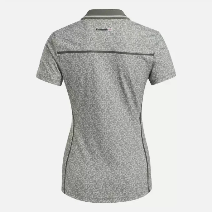 Johnny Collar Micro Floral Polo-shirt med korte ærmer til kvinder Johnny Collar Micro Floral Polo-shirt med korte ærmer til kvinder
