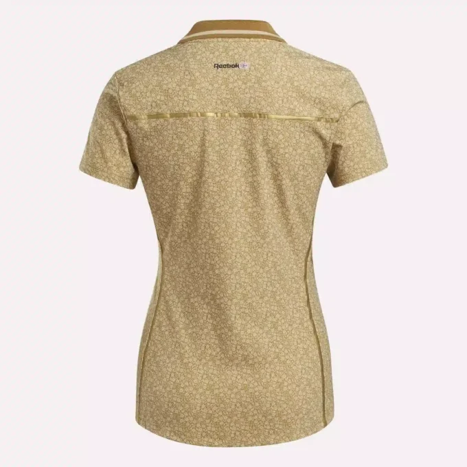 Johnny Collar Micro Floral Polo-shirt med korte ærmer til kvinder Johnny Collar Micro Floral Polo-shirt med korte ærmer til kvinder