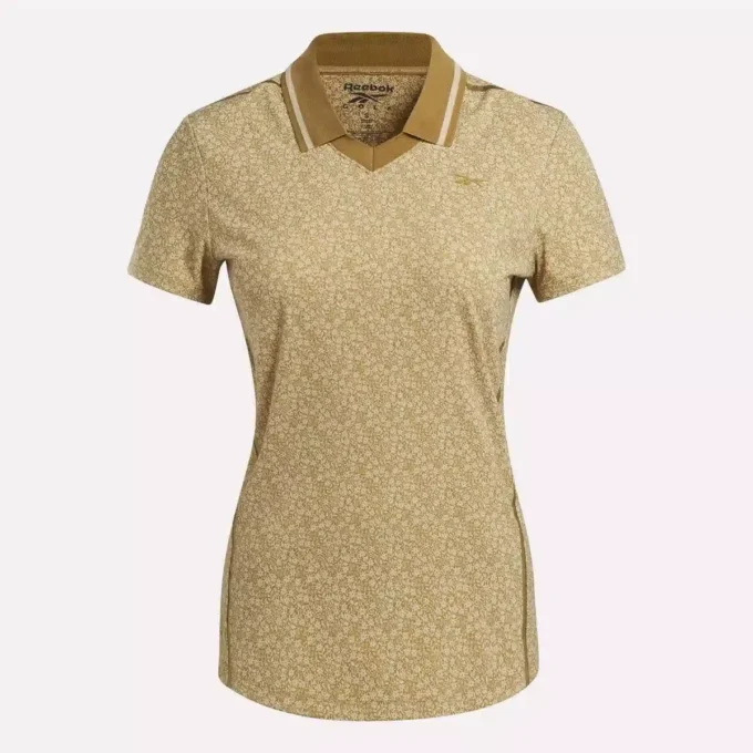 Johnny Collar Micro Floral Polo-shirt med korte ærmer til kvinder Johnny Collar Micro Floral Polo-shirt med korte ærmer til kvinder