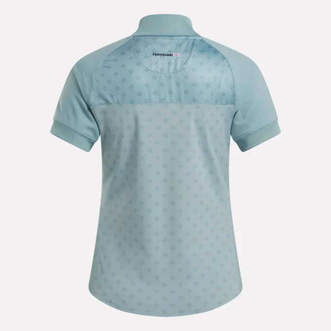 Kortærmet 1/4 lynlås mini-top med argyle-print til kvinder Kortærmet 1/4 lynlås mini-top med argyle-print til kvinder