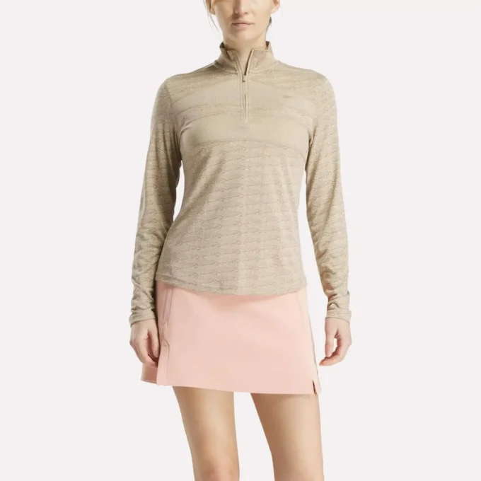 Langærmet Engineered Vector Jacquard 1/4 Zip golfpullover til kvinder Langærmet Engineered Vector Jacquard 1/4 Zip golfpullover til kvinder