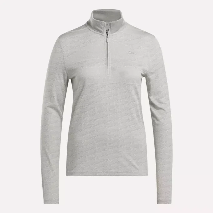 Langærmet Engineered Vector Jacquard 1/4 Zip golfpullover til kvinder Langærmet Engineered Vector Jacquard 1/4 Zip golfpullover til kvinder