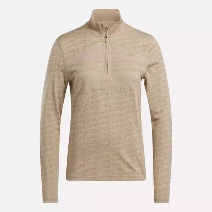 Langærmet Engineered Vector Jacquard 1/4 Zip golfpullover til kvinder Langærmet Engineered Vector Jacquard 1/4 Zip golfpullover til kvinder